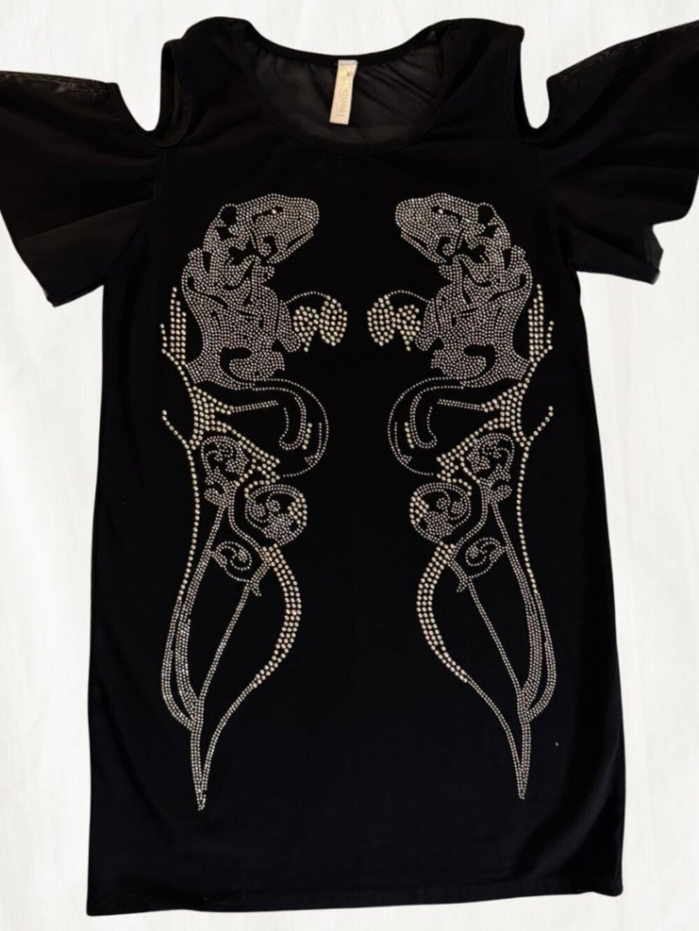 Suey Black Dress with Silver Rhinestone Design (Y2K)